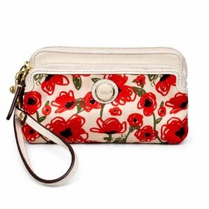 COACH Poppy Flower Print Small Wristlet (Style F48950)